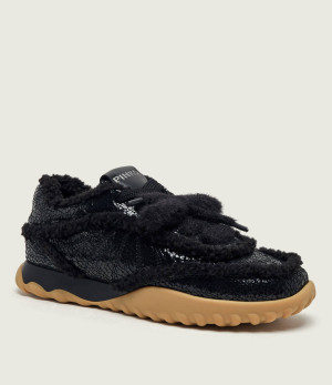 Pinko Ocieplane skórzane sneakersy Gea 02 | shearling