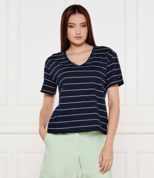 Tommy Hilfiger T-shirt | Loose fit | z dodatkiem lnu