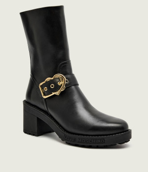 Love Moschino Skórzane botki na słupku