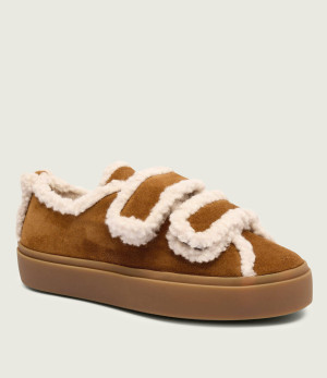 INUIKII Skórzane sneakersy VELCRO | shearling