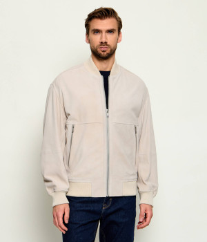 BOSS ORANGE Kurtka bomber Jonorve | zamsz | Slim Fit | z dodatkiem skóry