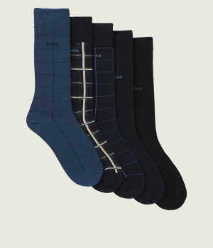BOSS BLACK Skarpety 5-pack 5PRSGiftset Check CC