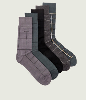 BOSS BLACK Skarpety 5-pack 5PRSGiftset Check CC