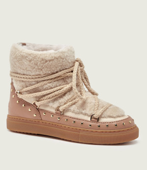 INUIKII Śniegowce Curly Rock | shearling | skóra | wełna