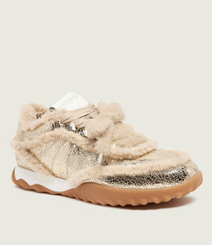 Pinko Skórzane sneakersy Gea 02 | shearling