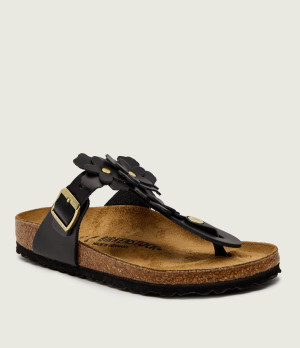 Birkenstock Skórzane japonki Gizeh Flowers | narrow fit