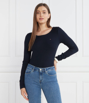 Tommy Hilfiger Bluzka 5X2 RIB O-NK LS | Slim Fit