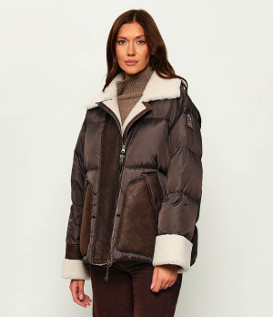 PARAJUMPERS Puchowa kurtka CHYNA | shearling | Regular Fit | z dodatkiem skóry