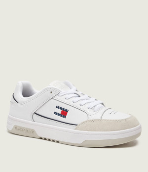 Tommy Jeans Skórzane sneakersy | zamsz