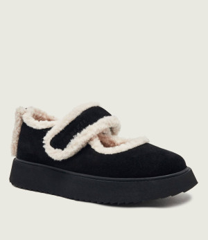 INUIKII Ocieplane baleriny Mary Jane | zamsz | shearling
