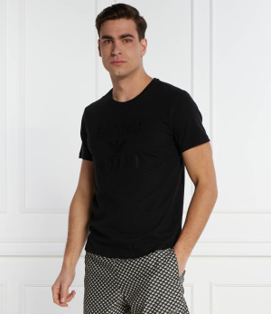 Emporio Armani T-shirt | Regular Fit | z dodatkiem lnu
