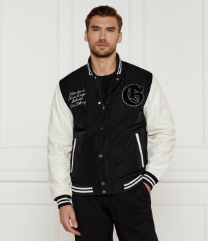 GUESS Kurtka bomber VERSITY | Regular Fit | z dodatkiem skóry