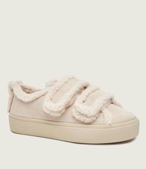 INUIKII Ocieplane Sneakersy Low Velcro Pastelle | zamsz | z dodatkiem wełny | shearling
