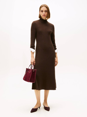 Tommy Hilfiger Wełniana sukienka MOCK-NK