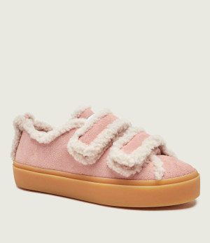 INUIKII Ocieplane Sneakersy Low Velcro Pastelle | zamsz | z dodatkiem wełny | shearling