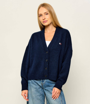 Tommy Jeans Kardigan | Relaxed fit | z dodatkiem wełny