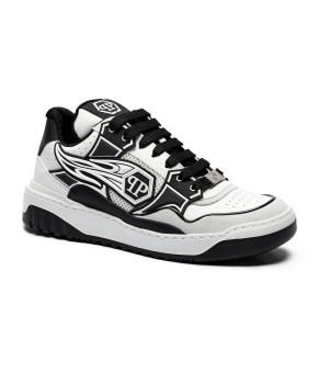 Philipp Plein Skórzane sneakersy Lo-Top Strass Hexagon | zamsz