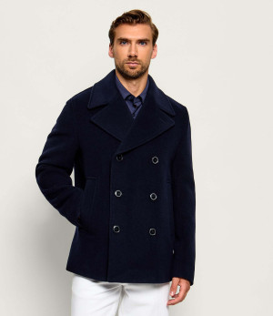 BOSS BLACK Wełniany płaszcz H-Hyde-Peacoat-264