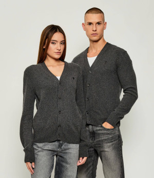 AMI Paris Kaszmirowy kardigan | Regular Fit | z dodatkiem wełny
