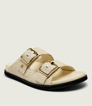 BOSS BLACK Skórzane klapki Freyah_Slide_WVL