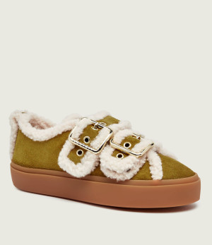 INUIKII Ocieplane sneakersy Low Velcro Buckle | zamsz | shearling