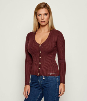 GUESS Kardigan JULIA | Slim Fit | z dodatkiem jedwabiu i kaszmiru