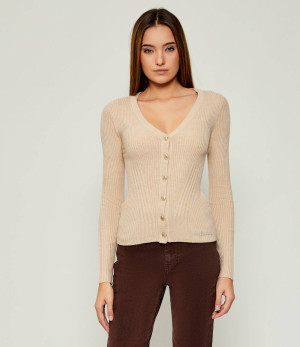 GUESS Kardigan JULIA | Slim Fit | z dodatkiem jedwabiu i kaszmiru