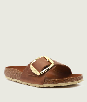 Birkenstock Skórzane klapki Madrid Big Buckle LEOI | narrow fit