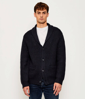 BOSS BLACK Wełniany kardigan Horace | BOSS X DAWID BECKHAM | Loose fit | z dodatkiem kaszmiru