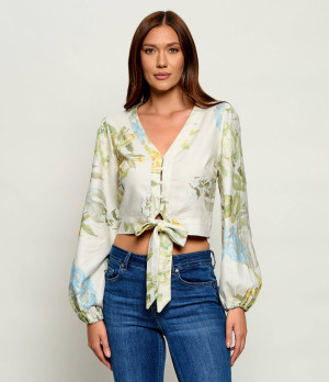 GUESS Lniana bluzka Shirley | Cropped Fit