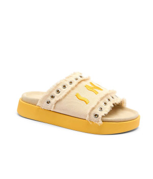 INUIKII Klapki Frayed Denim Low | z dodatkiem skóry