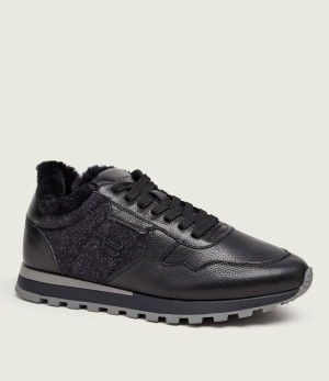 Baldinini Skórzane Ocieplane sneakersy | shearling | z dodatkiem wełny