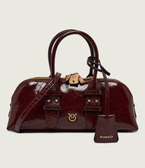 Pinko Skórzany kuferek Bowling Bag Horizontal
