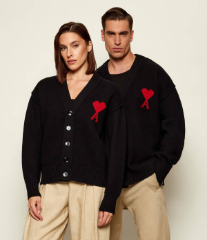 AMI Paris Wełniany kardigan | Regular Fit