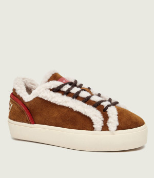 INUIKII Ocieplane sneakersy Lila Lace-Up | zamsz | shearling | z dodatkiem wełny