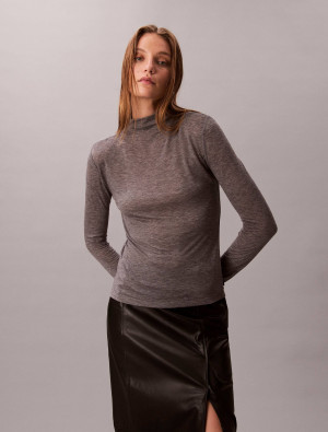 Calvin Klein Półgolf | Slim Fit | z dodatkiem wełny