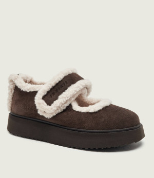 INUIKII Ocieplane baleriny Mary Jane | zamsz | shearling