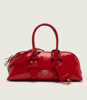 Pinko Skórzany kuferek Bowling Bag Horizontal