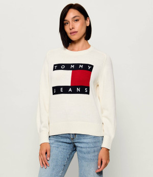 Tommy Jeans Sweter | Relaxed fit | z dodatkiem wełny