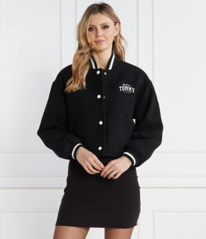Tommy Jeans Kurtka bomber TJW CRP WOOL VARSITY | Cropped Fit | z dodatkiem wełny