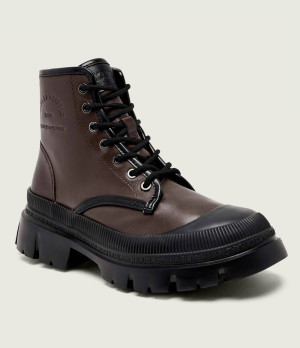 Karl Lagerfeld Skórzane buty wysokie TREKKA