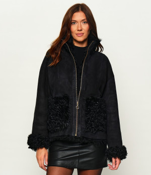 INUIKII Skórzany dwustronny kożuch | Regular Fit | shearling