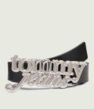 Tommy Jeans Skórzany pasek SCRIPT BOLD 3.0