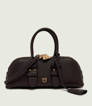 Pinko Skórzany kuferek Bowling Bag Horizontal