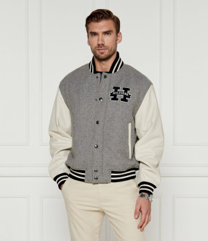 Tommy Hilfiger Wełniana kurtka | Regular Fit | z dodatkiem skóry