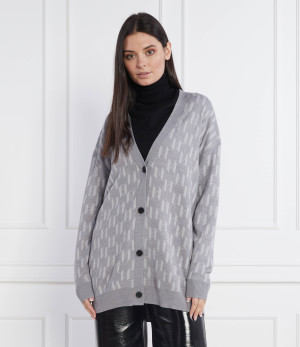 Karl Lagerfeld Kardigan | Longline Fit | z dodatkiem wełny
