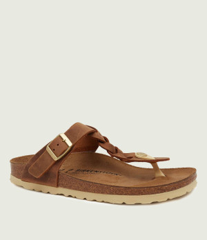 Birkenstock Skórzane japonki Gizeh Braided LEOI | narrow fit