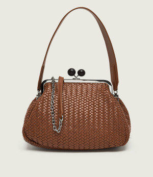 Weekend MaxMara Skórzana torebka na ramię Wkaere Pasticcino