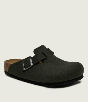 Birkenstock Wełniane mule Boston BS | z dodatkiem skóry