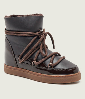 INUIKII Śniegowce Gloss Wedge | skóra